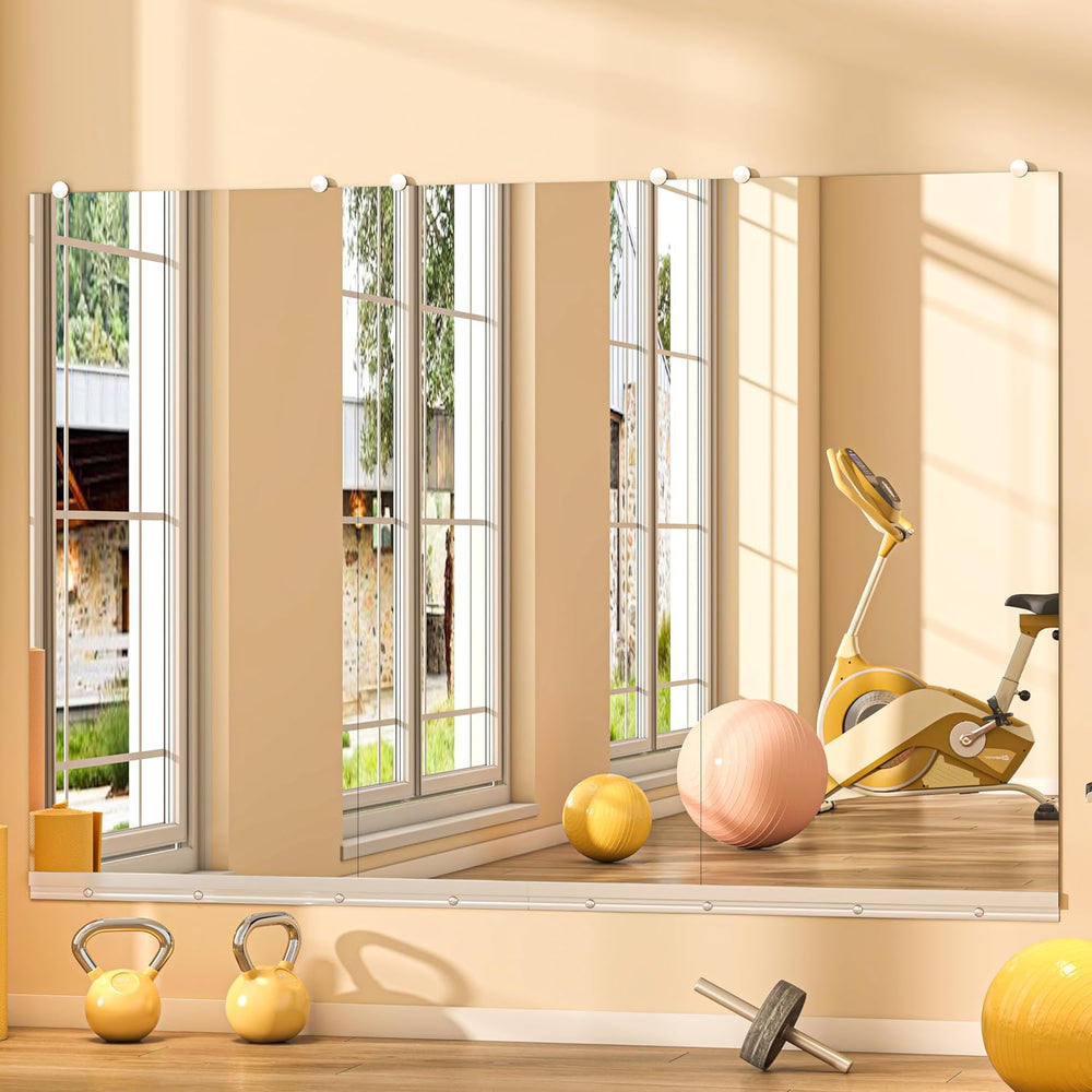 Hasipu Home Gym Mirror, 48"x24" Each, 4-Pack Frameless Wall Mounted...