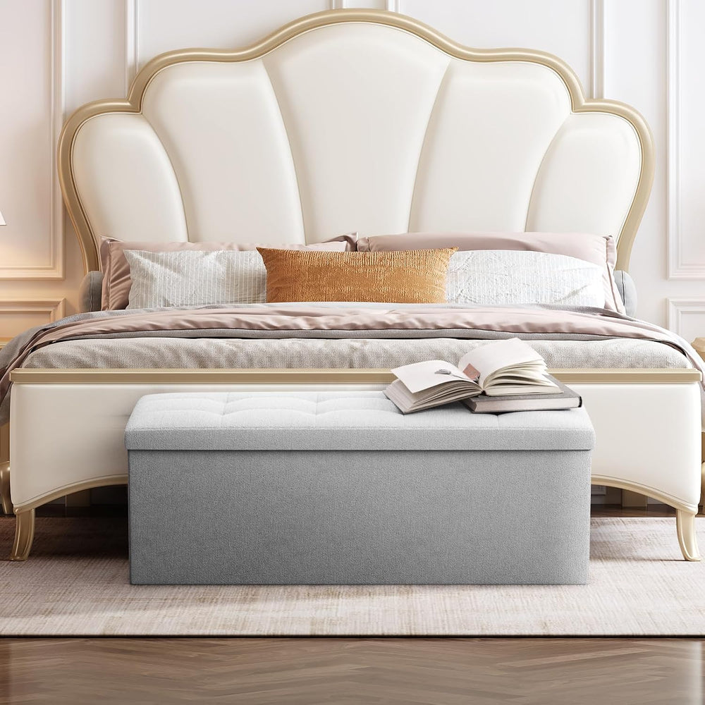 Storage Ottoman Bench, 43 Inch Ottoman Foot Rest, End of Bed Bench, Storage C...