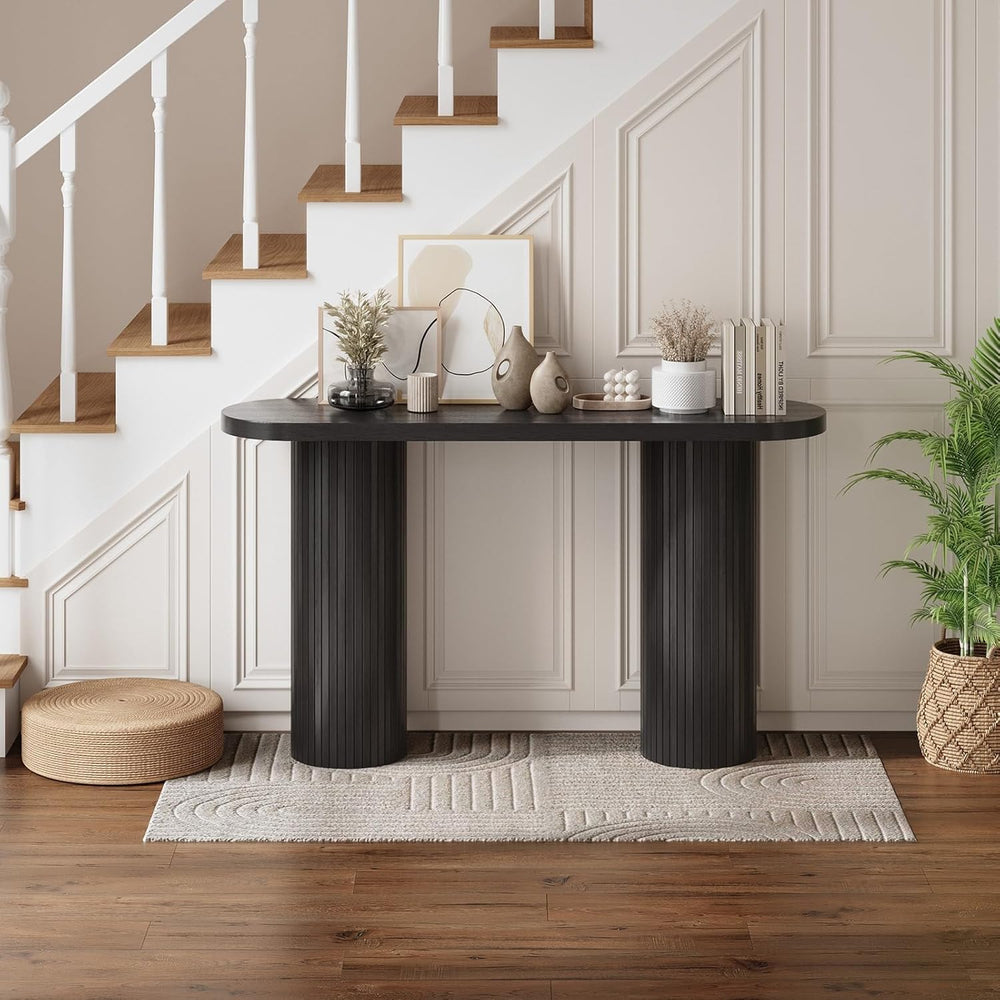 ONBRILL 55 Inch Fluted Entryway Table, Sofa Table Behind The Couch, Long Cons...
