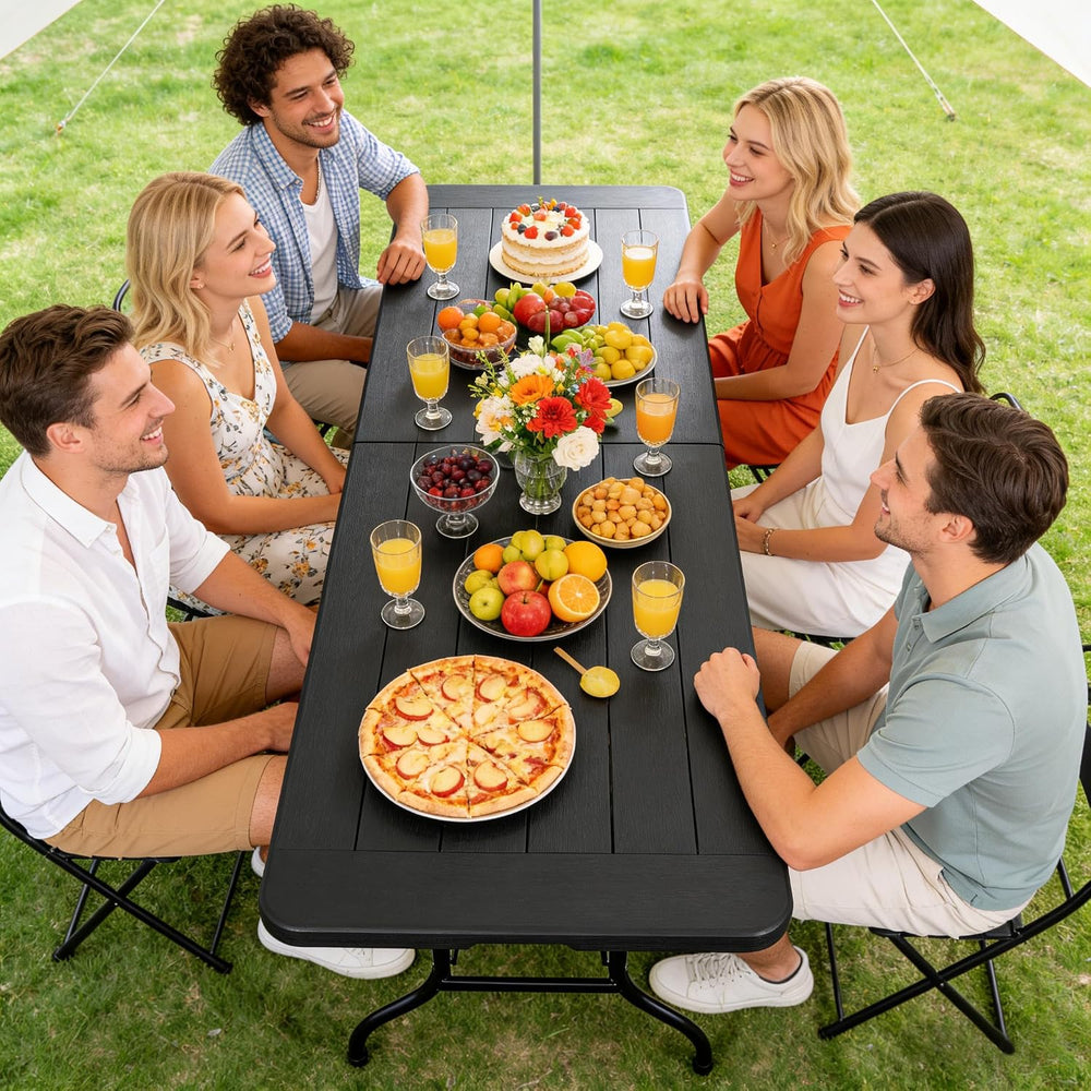 Portable Folding Table, Heavy Duty Plastic Event Picnic Table Indoor Outdoor ...