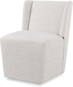 Upholstered Dining Chair with Casters Wingback Modern Side Armless Deskchair with Rollers for Diningroom Bedroom Livingroom Reading Room,Linen,1 Box