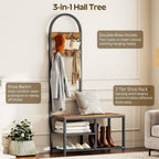 YATINEY Hall Tree, Coat Rack with Shoe Storage, Entryway Bench with Coat Rack and Shoe Shelf, All-in-One Entryway Storage Organizer, for Foyer, Hallway, Cloakroom, Rustic Brown and Black MT04BRY1