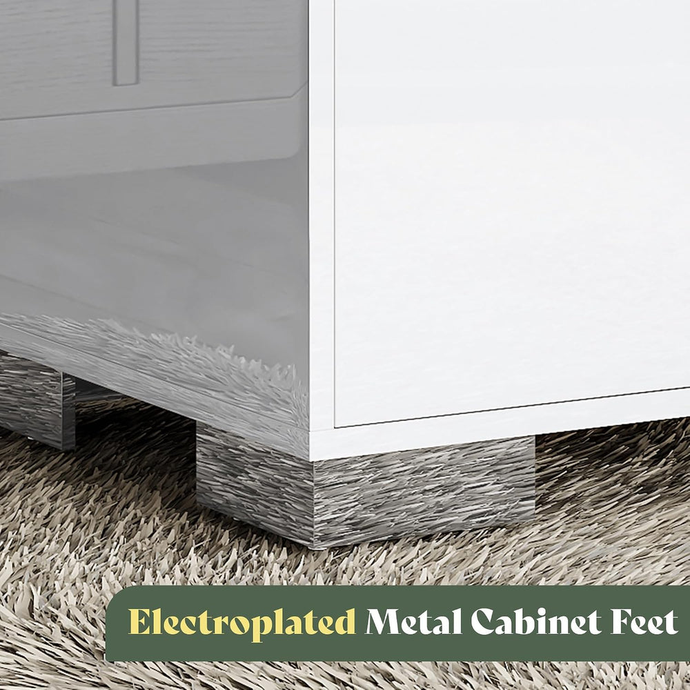 AMERLIFE Modern Nightstand, 23.6" End Table with 2 Drawers, White | Beds...