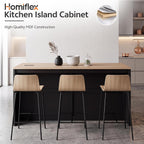 Large Kitchen Island, 63" L Kitchen Island Table with Power Outlet | Wooden Island Bar Table with 4 Arch Doors Kitchen Island with Storage Cabinet & Seating Room for Dining Room, Home Bar, Black
