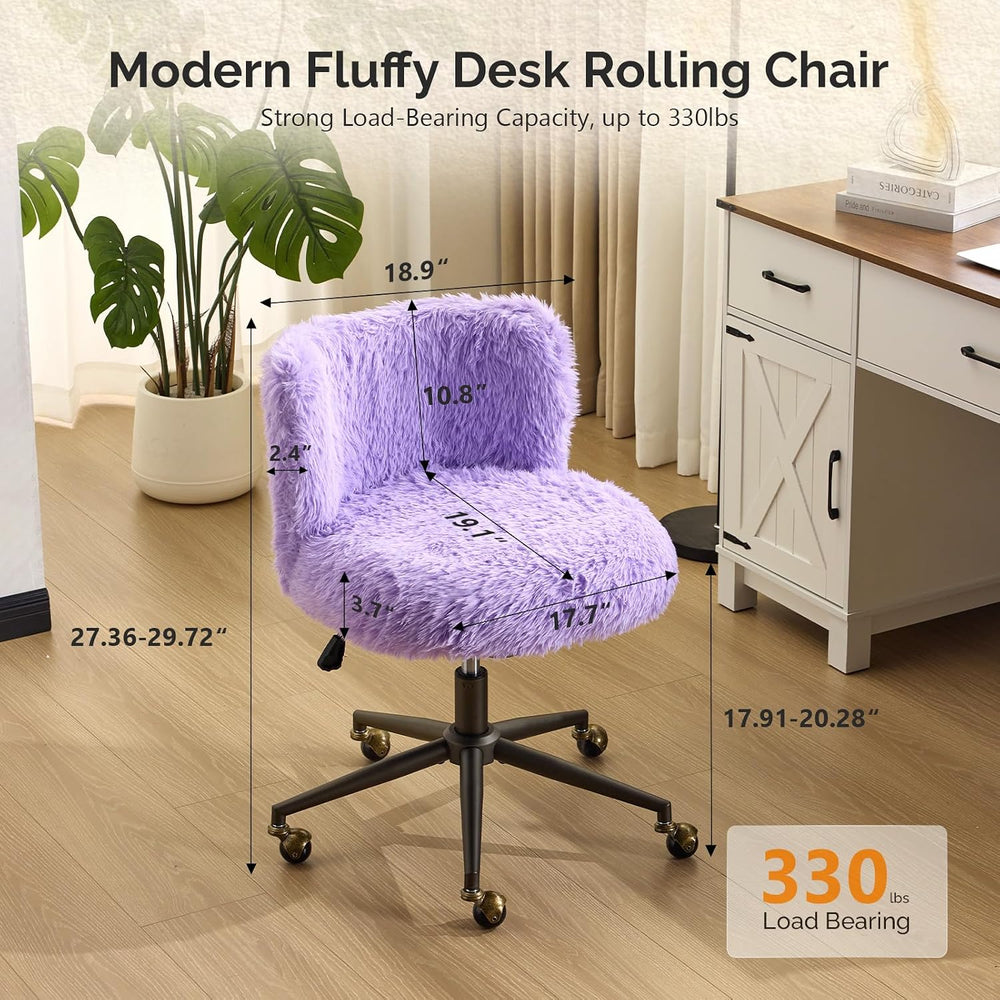 VINGLI Plush Upholstery Vanity Desk Chair with Curved Back & 90-102° Tilt...