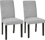 VECELO Upholstered Dining Chairs Set of 2, Fabric Wood Legs High Back for Kitchen Living Room, Light Gray