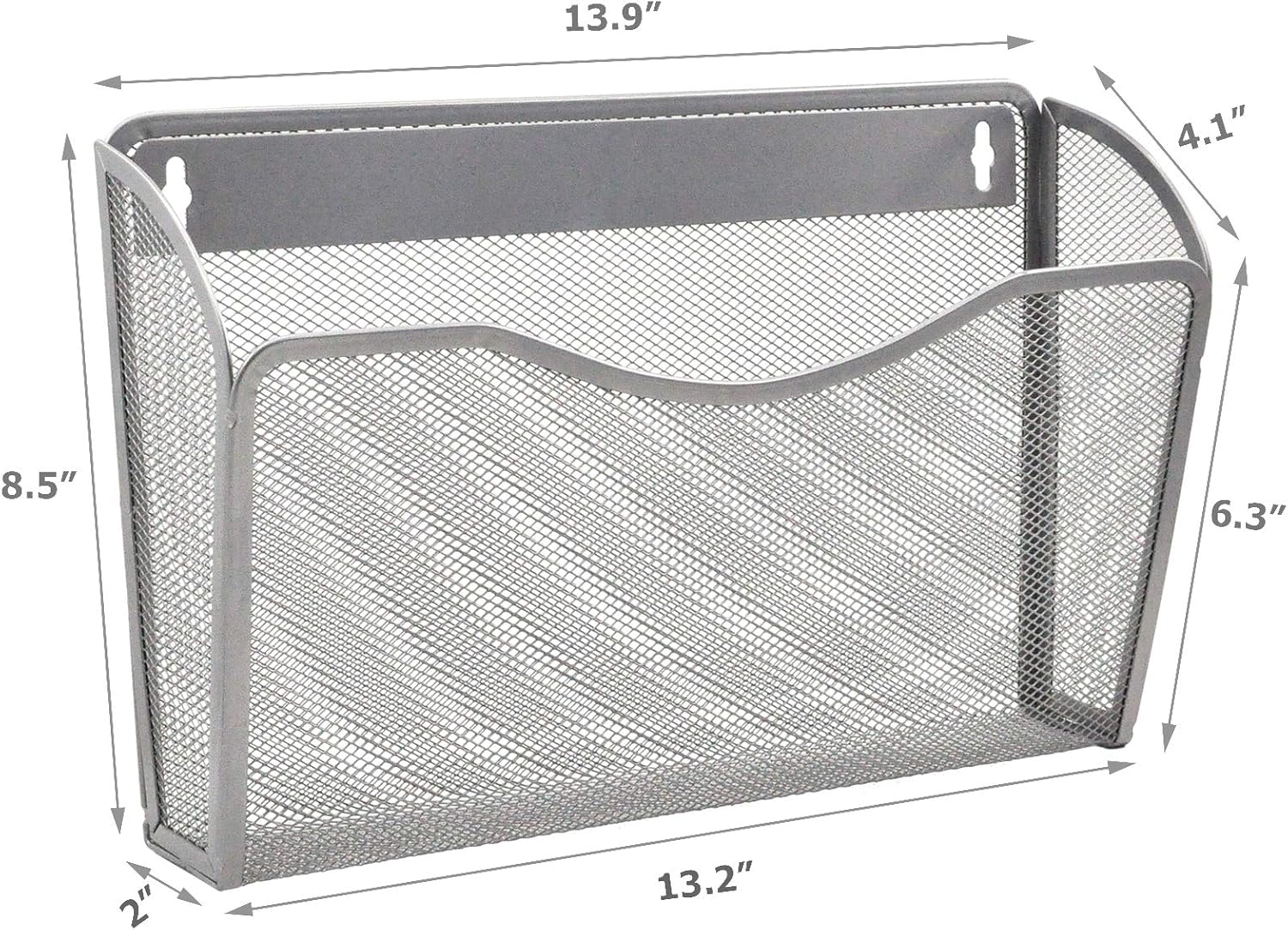 EASEPRES 3 Single Pocket Mesh Hanging File Organizer, Vertical Wall Mounted Magazine File Holder, Mount Basket Mail Paper Document Folder Organizing for Office, Home and School, Silver