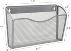EASEPRES 6 Single Pocket Mesh Hanging File Organizer, Vertical Wall Mounted Magazine File Holder, Mount Basket Mail Paper Document Folder Organizing for Office, Home and School, Silver