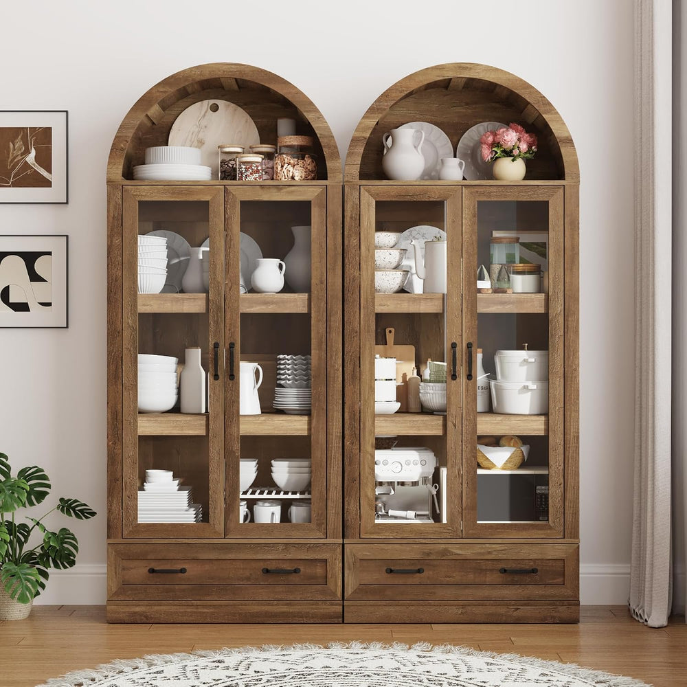 75" Tall Arched Kitchen Pantry Cabinet w Load-Bearing Steel Pipe,Modern ...