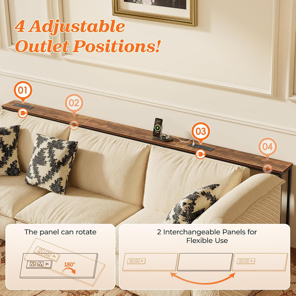 SUPERJARE 94.5 Inch Sofa Table with 2 Power Outlets and USB-C Ports, 5.9 Inch...