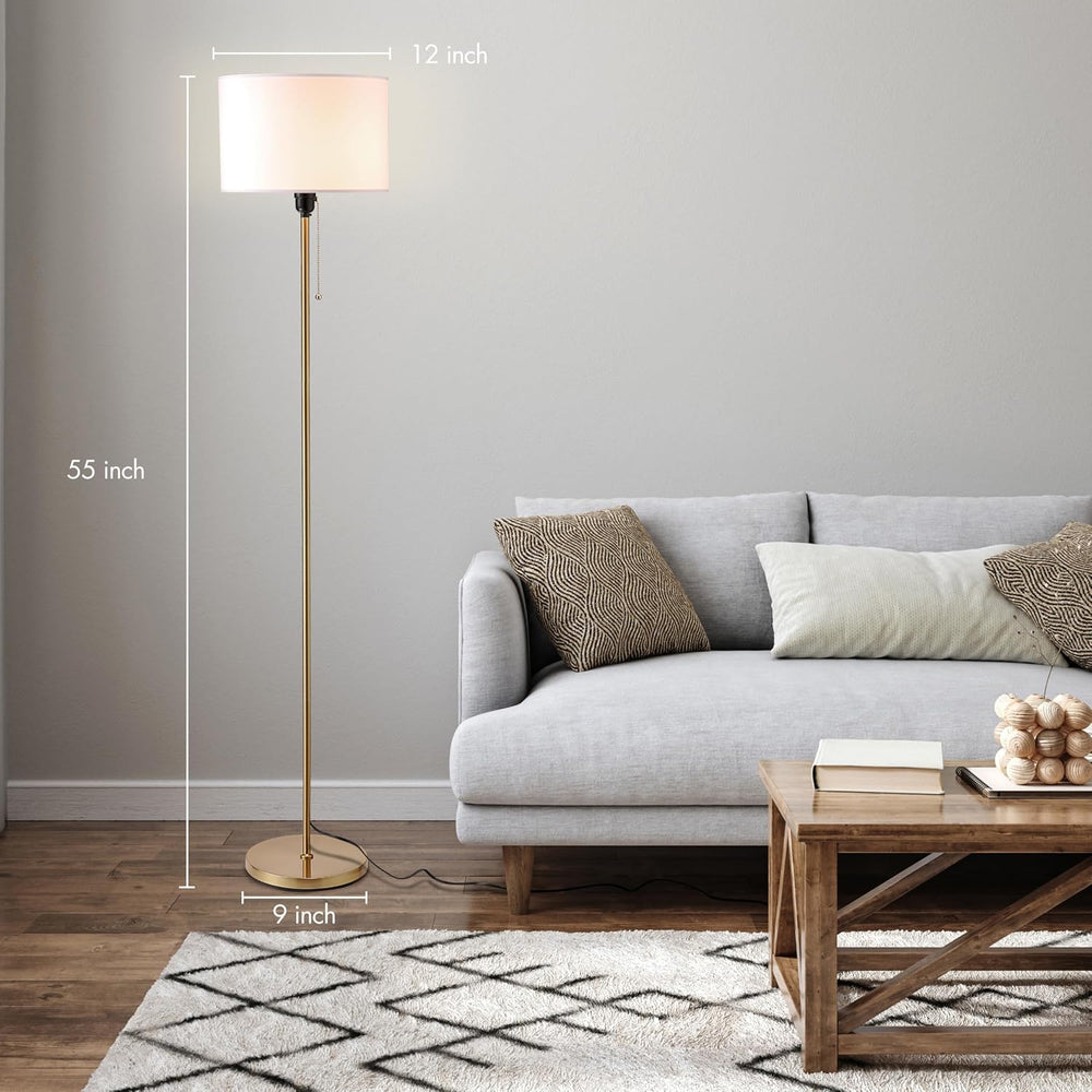 O’Bright Ted - Drum Shade Standing Lamp, Pull Chain Switch, E26 Socket, Moder...
