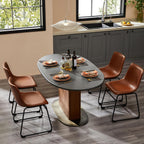 NEWBULIG Dining Table Height Barstools with Leather Back Matel Bar Stool Chairs for Kitchen, Set of 2 16 inch, Whiskey Brown
