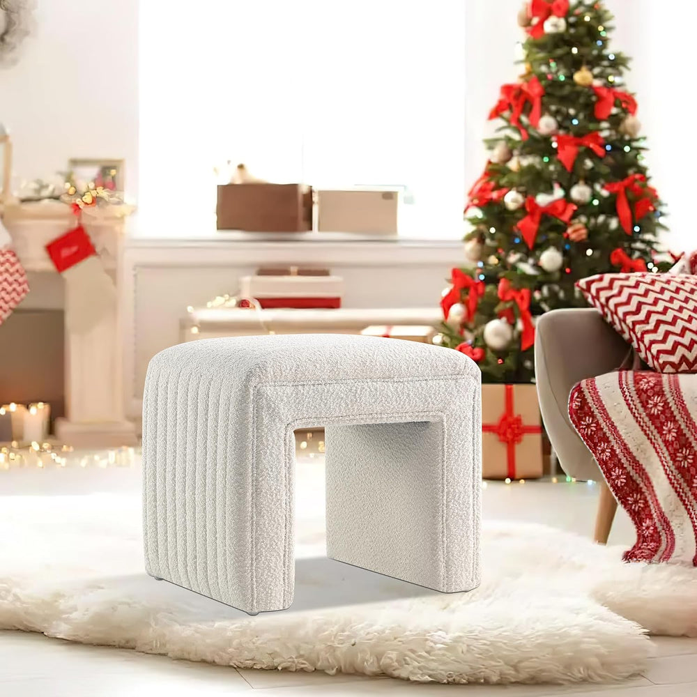 Get Set Style Vanity Stool Chair, Fully Assembled Modern Boucle Ottoman Foots...