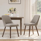 Upholstered Dining Chairs Set of 2, Modern Fabric Kitchen Chairs with Back, Wood Legs for Kitchen Dining Room Restaurant, Taupe