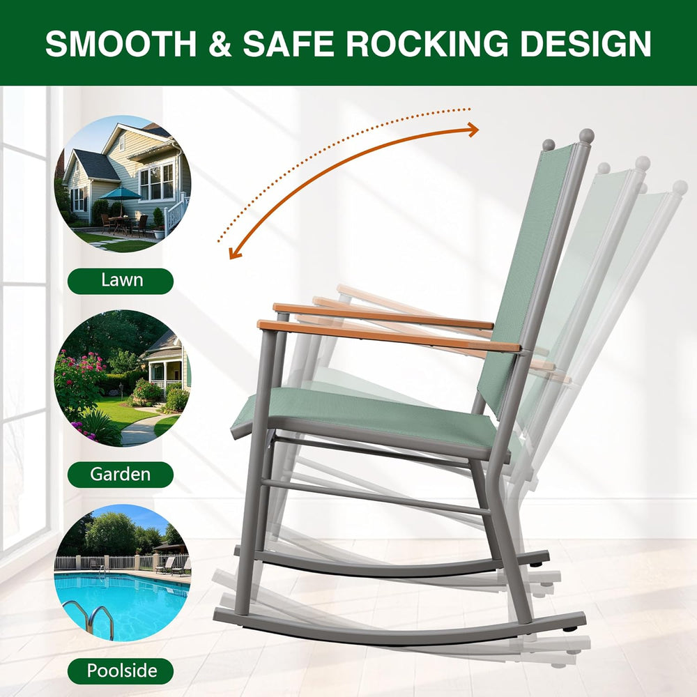 Shintenchi 2 Pcs Outdoor Rocking Chairs Set,Upgraded High Back Patio Rocking ...