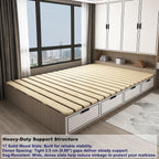 Foldable Floor Bed Frame, Breathable Wooden Roll-Up Slats Base for Japanese Futon Mattress, Low Profile Sleep Bedding (Queen)