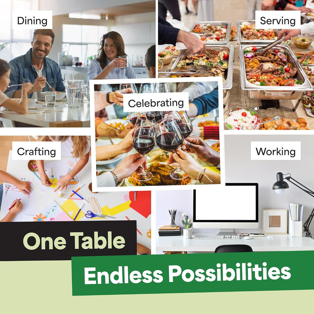 EconoHome Black 6ft Folding Table with Handle | Heavy-Duty Foldable Table | P...