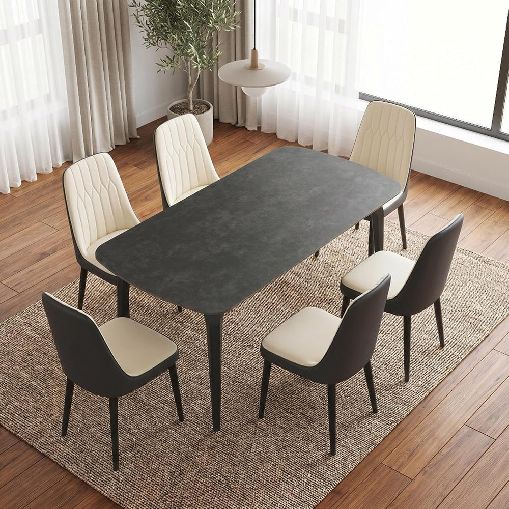 Modern Dining Table Set for 6,63 inch Sintered Stone Kitchen Table and Chairs...