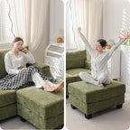 85" Sectional Sofa Couch with All Seat Storage,Movable Ottoman,Green | L Shaped Couch with Armrest Organizer,3-Seater Sofa,Small Modular Couches for Living Room,Bedroom,Apartment,Chenille