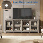 GAOMON TV Stand for 65" with Entertainment Center, Storage Cabinet, 4 Sliding Glass Doors, Mid Century Modern Media TV Console Table for Living Room Bedroom, Grey