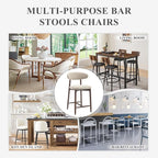 COLAMY Counter Height Bar Stools Set of 2, Kitchen Bar Stools with Back, Mid Century Modern Upholstered, with Wood Legs for Kitchen Island Dining Room, Beige