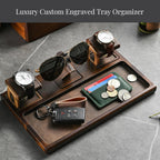 Shanik Wooden Nightstand Organizer – Everyday Carry Docking Station with Watch Holder & Glasses Tray, Personalized Gift for Men or Women