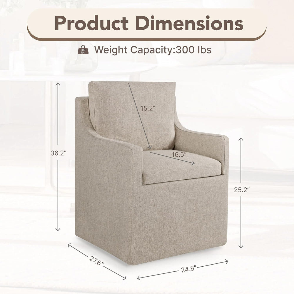 KISLOT Upholstered Dining Chairs Set of 1 with Washable Cover, Khaki | Modern...