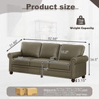 Faux Leather Sofa,82" W Mid Century Modern Couch with Storage Place,Oversized 3 Seater Sofa with Nailhead Trim&Rolled Armrests,Deep Seat Comfy Couch for Living Room,Bedroom,Apartment,Office(Taupe)