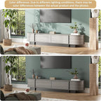 78.7'' Modern TV Stand for 55-85 Inch, Long Wooden TV Console with Drawers, Modern Entertainment Center with Large Storage, Curved Round Edge Media Cabinet for Living Room, Bedroom, (Grey)