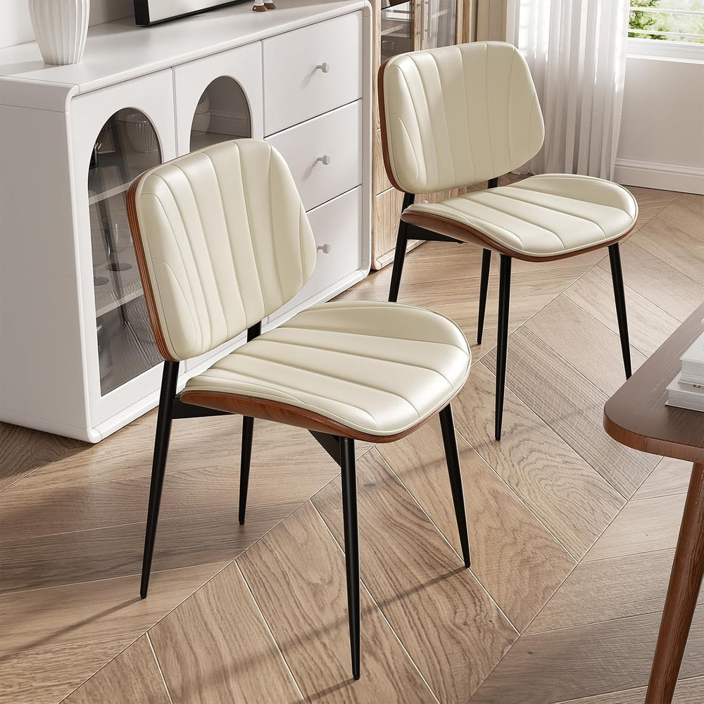 Dining Chairs Set of 2, Mid Century Modern Dining Room Chairs, Upholstered Fa...