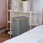 Laundry Basket with Wheels,100L Hampers for Laundry,Large Laundry Hamper with Lid and Bamboo Handles,Collapsible & Waterproof Tall Cloth Hamper for Dormitory Family,Grey