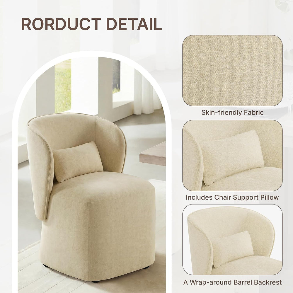 KISLOT Upholstered Dining Chairs with Wheels, Easy Assembly Stain Resistant F...
