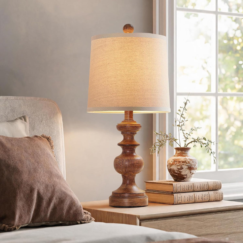 PARTPHONER Farmhouse Table Lamp Set of 2, Rustic Table Lamps for Living Room ...