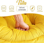 Tiita Lazy Chair with Ottoman, Modern Large Accent Lounge Armchair, Comfy Leisure Sofa Reading Chair with Footrest for Bedroom, Living Room, Dorm Rooms, Garden and Courtyard, Velvet Yellow