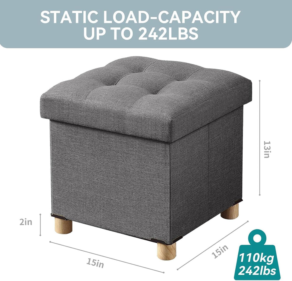 BRIAN & DANY Ottoman with Storage, Small Storage Ottoman for Dorm, Linen ...