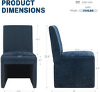Blue Upholstered Dining Chairs Set of 4, Kitchen & Dining Room Chairs, Mid Century Modern Chairs, Linen Dining Chairs with Wooden Frame, Fabric