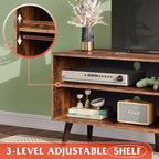 WLIVE TV Stand for 55 Inch TVs, Entertainment Center with Storage Cabinet, Mid-Century TV Stands for Living Room and Bedroom, 50" TV Console, Brown | with Storage Cabinet, Mid-Century, TV Stands, 50" TV Console