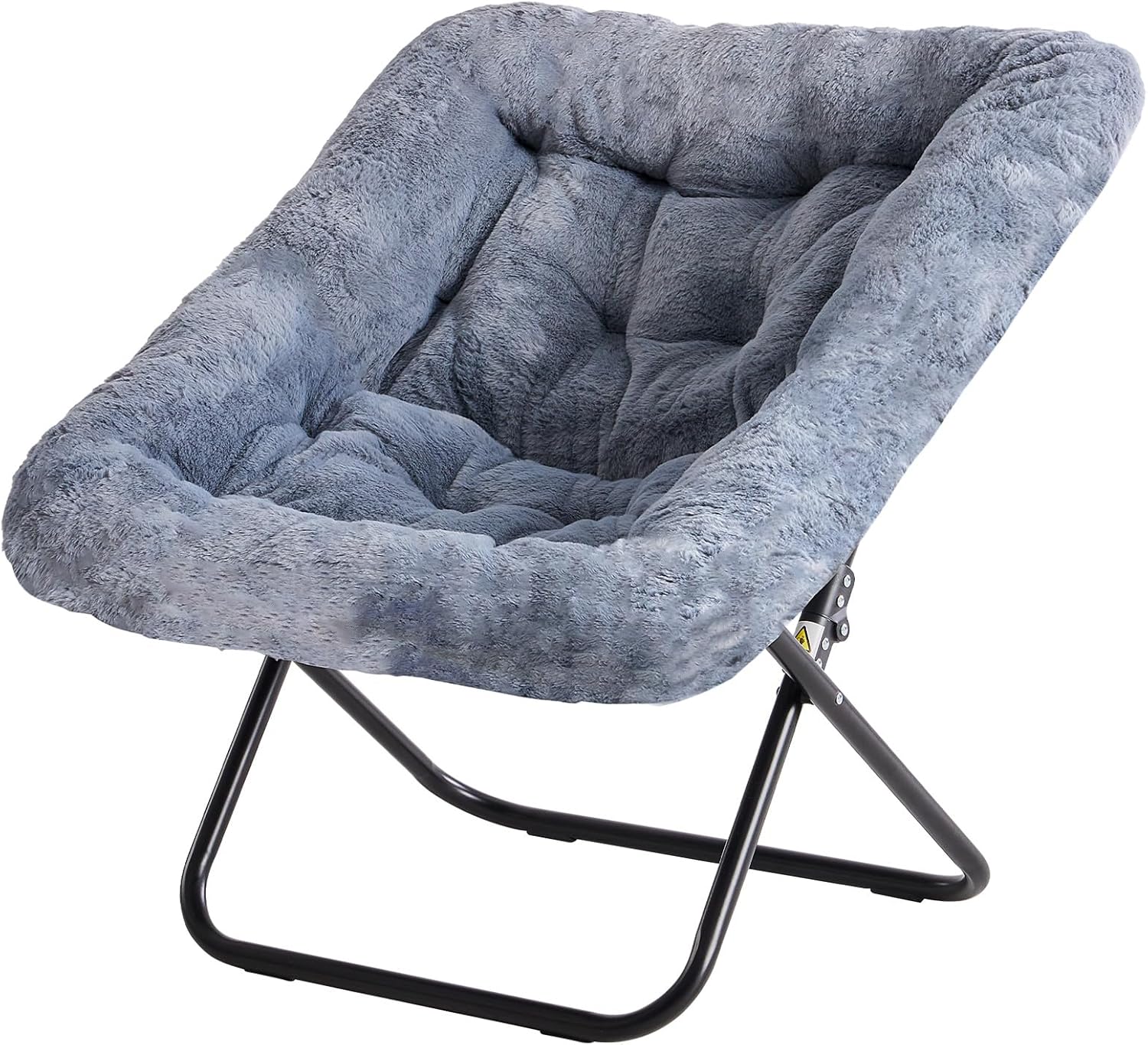 Simple Deluxe Oversized Square Moon Chair for Adults, Soft Faux Fur Folding Lounge Chair with Sturdy Steel Frame, Comfortable Reading Gaming Chair for Living Room, Bedroom, Grey