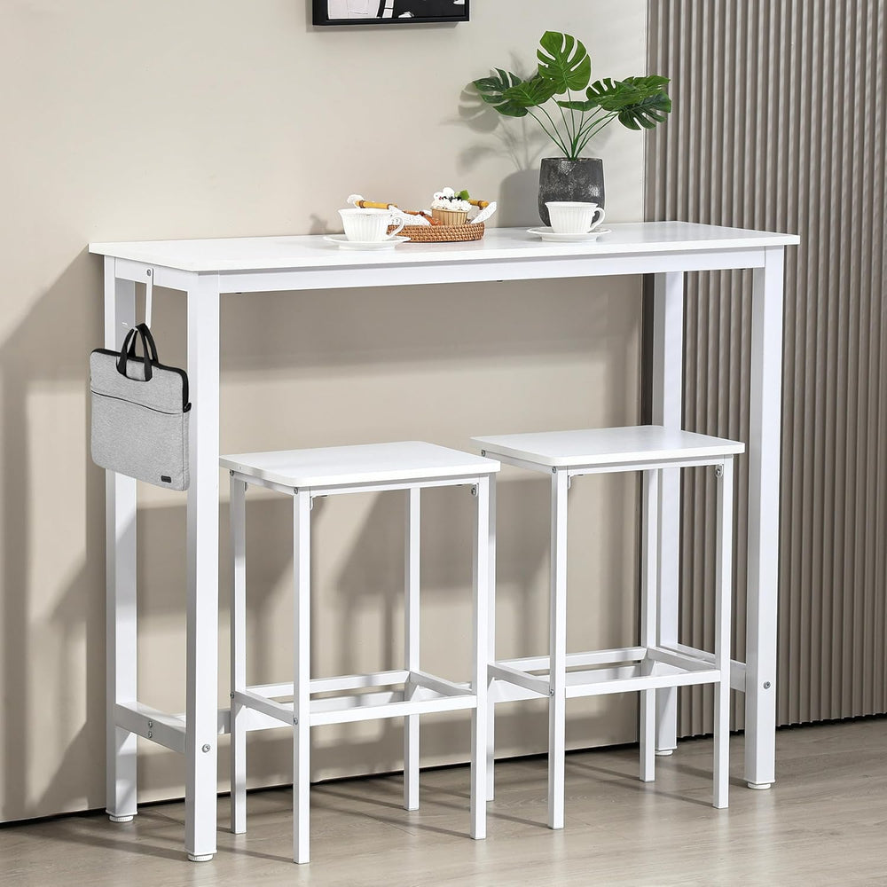 Finnhomy 47" Industrial Bar Table Set with 2 Stools - Counter Height Din...
