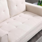 ERYE 3 Fold Tufted Upholstered Futon Sofa Bed Modern Convertible Foldable Floor Loveseat Sofabed with Pull Out Sleeper Couch Daybed W/Side Pockets for Living Room