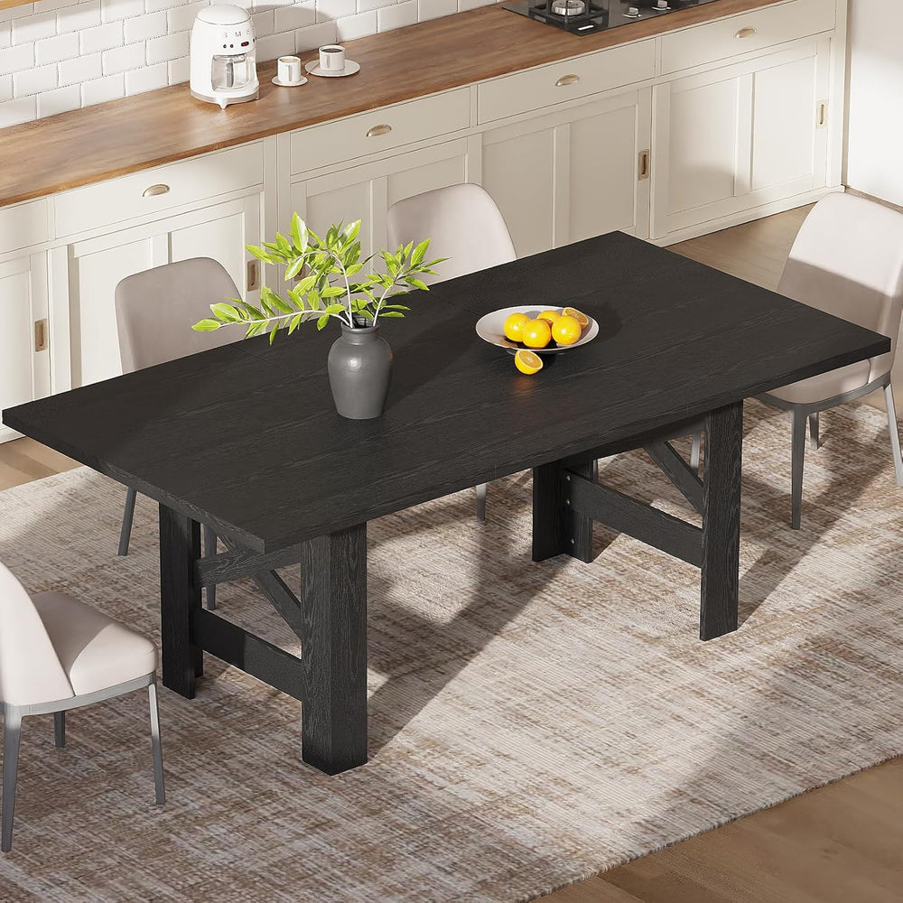 IDEALHOUSE 71" Long Dining Table for 6-8, Farmhouse Wooden Barn Kitchen ...