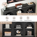 Tribesigns TV Stand for 55/60/65 Inch TV, Farmhouse Entertainment Center with Storage Cabinets, Modern Media Television Console Table for Living Room Bedroom, Black