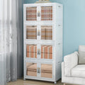 Large Clear Stackable Storage Bins with Lids, Foldable Storage Cabinet for Closet Organizers and Storage, Plastic Storage Box with Wheels 628 QT