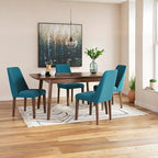 Signature Design by Ashley Lyncott Contemporary Dining Room Upholstered Side Chair with Foam Cushion, 2 Count, Blue & Brown