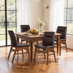 SyMax Dining Chairs Set of 2, Faux Leather Dining Room Chairs with Stitched Edge Trim, Modern High-End Kitchen Side Chairs for Bedroom, Living Room, Dark Brown