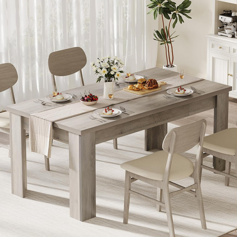 CABIHOME 63" Rectangular Dining Table for 4-6, Farmhouse Large Kitchen T...