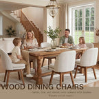Wahson Upholstered Dining Chairs Set of 6, Modern Linen Fabric Dining Room Chairs with Solid Wood Legs & Double-Padded Seat, Swivel Accent Desk Chair for Kitchen Dining Room Restaurant - Beige