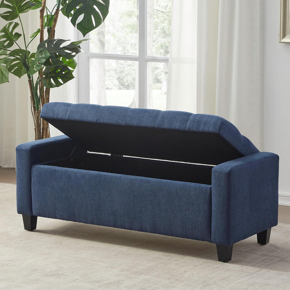 Zihanhome Ottoman with Storage, 48.8" Fabric Storage Ottoman Bench with ...