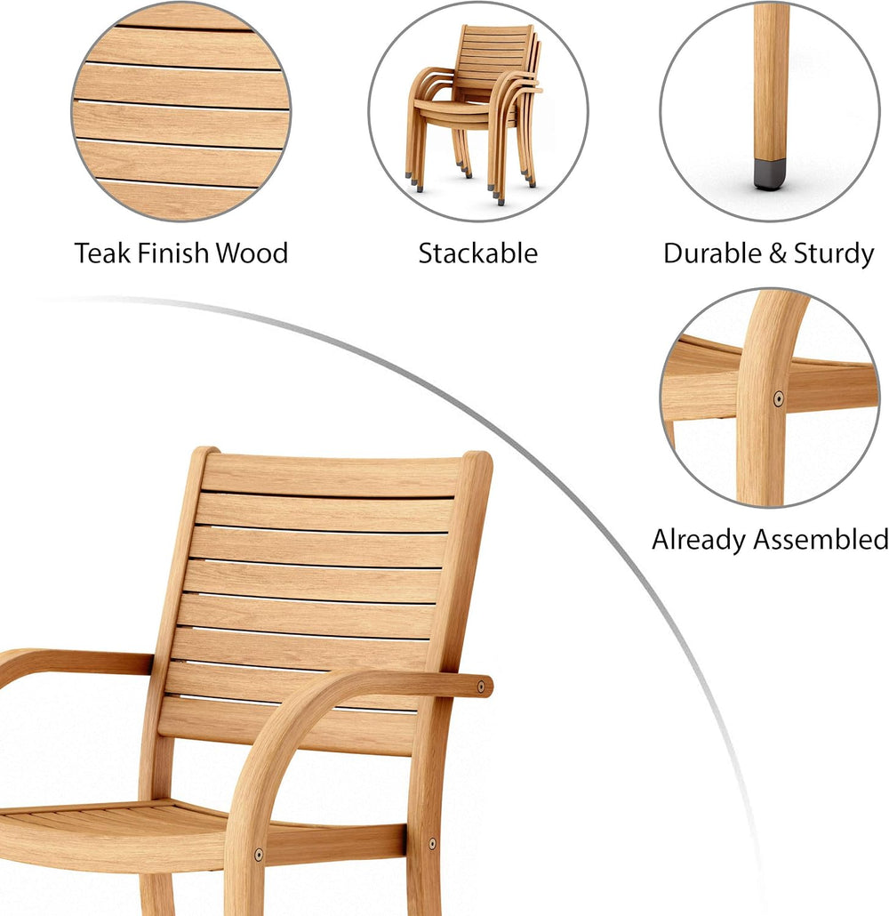 Amazonia Berlin 11-Piece Teak Finish Rectangular Extendable Patio Dining Set ...