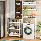 Recaceik 6-Tier Over The Toilet Storage Shelf with Cart, Freestanding Above Toilet Shelf Rack, Farmhouse Bathroom Organizer Shelves, Space Saver (White)
